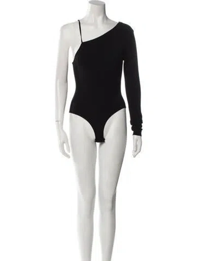 Pre-owned Zeynep Arcay Asymmetrical Sleeveless Bodysuit In Black