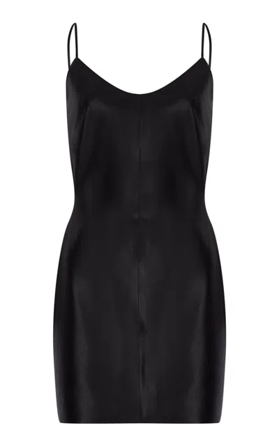 Zeynep Arcay Zeynep Arçay Backless Leather Mini Party Dress In Black