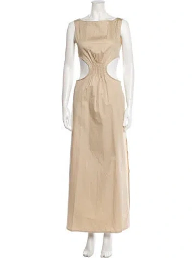Pre-owned Zeynep Arcay Bateau Neckline Long Dress In Neutral