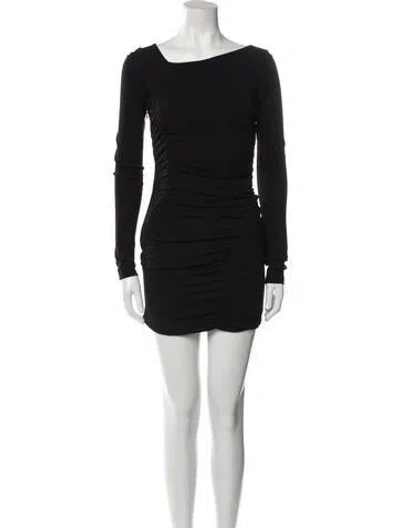 Pre-owned Zeynep Arcay Bateau Neckline Mini Dress In Black