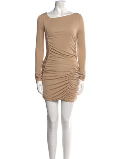 Pre-owned Zeynep Arcay Bateau Neckline Mini Dress In Neutral