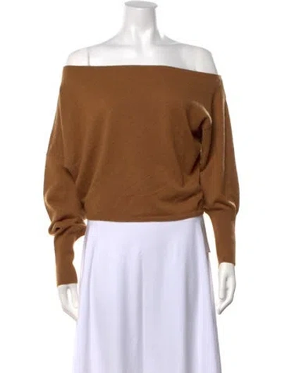 Pre-owned Zeynep Arcay Cashmere Off-the-shoulder Sweater In Neutrals