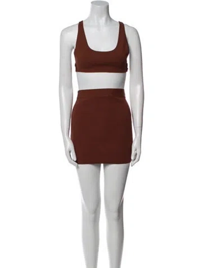 Pre-owned Zeynep Arcay Colorblock Pattern Mini Dress In Brown