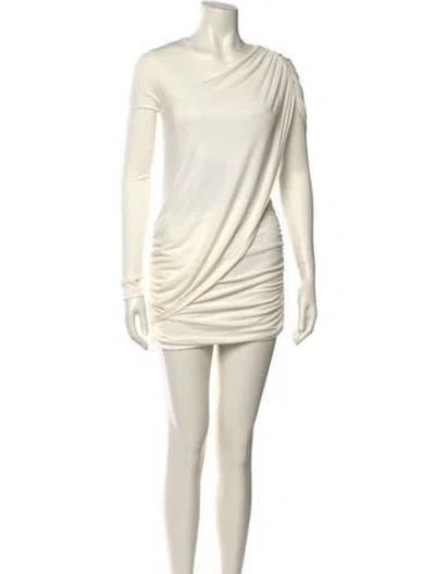 Pre-owned Zeynep Arcay Cowl Neck Mini Dress In Neutral