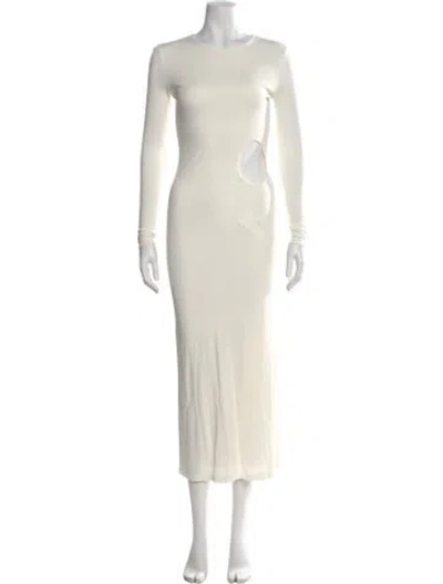 Pre-owned Zeynep Arcay Crew Neck Long Dress In Neutral