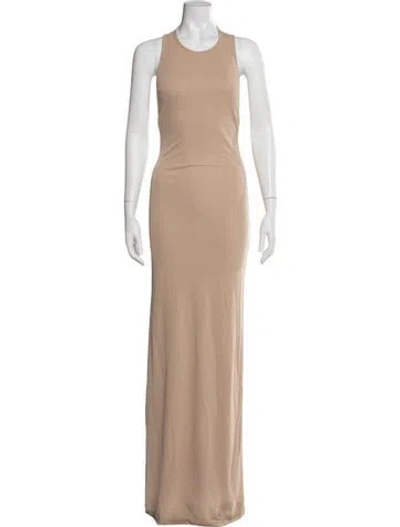 Pre-owned Zeynep Arcay Crew Neck Long Dress In Neutral