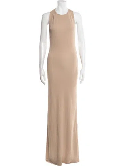 Pre-owned Zeynep Arcay Crew Neck Long Dress In Neutral