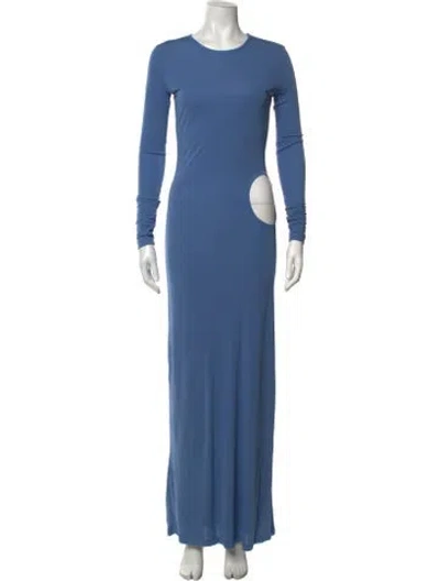 Pre-owned Zeynep Arcay Crew Neck Long Dress W/ Tags In Blue