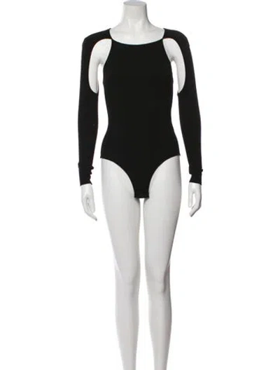 Pre-owned Zeynep Arcay Crew Neck Long Sleeve Bodysuit In Black