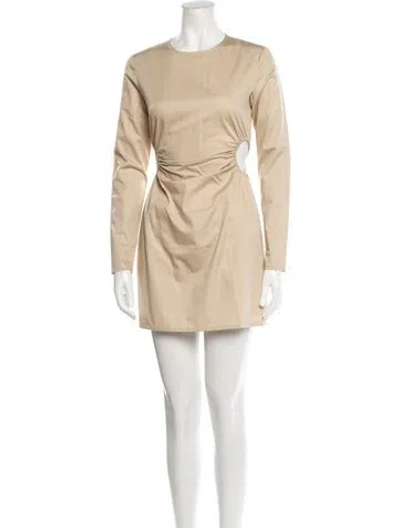 Pre-owned Zeynep Arcay Crew Neck Mini Dress In Neutral