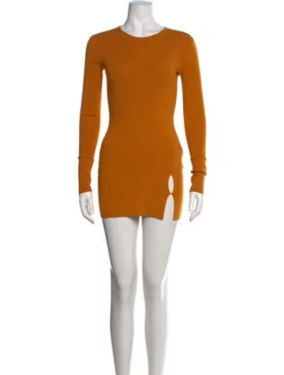 Pre-owned Zeynep Arcay Crew Neck Mini Dress In Orange