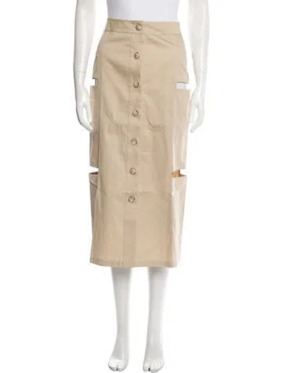 Pre-owned Zeynep Arcay Cutout Accent Midi Length Skirt In Neutral