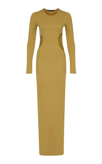 Zeynep Arcay Cutout Jersey Maxi Dress In Yellow