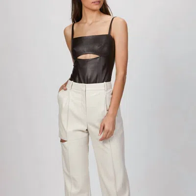 Zeynep Arcay Cutout Leather Bodysuit In Bitter In Brown