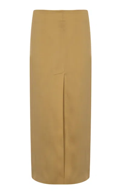 Zeynep Arcay Zeynep Arçay Double Slit Midi Sateen Skirt In Brown