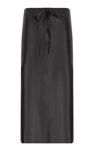 Zeynep Arcay Zeynep Arçay Drawstring Leather Midi Skirt In Black