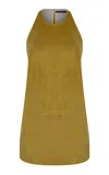 Zeynep Arcay Halter Suede Mini Dress In Yellow