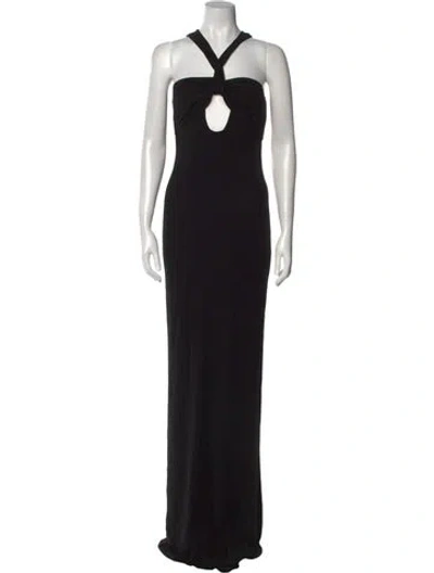 Pre-owned Zeynep Arcay Halterneck Long Dress In Black