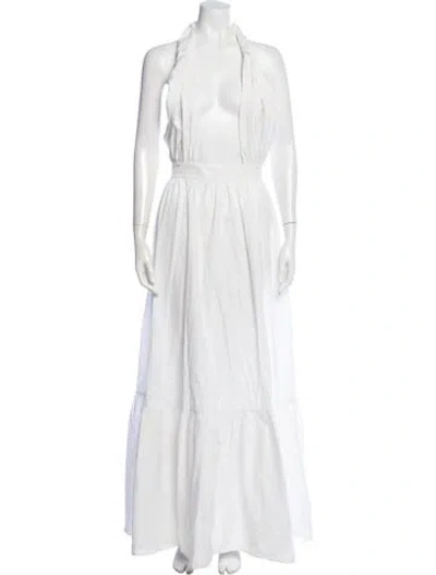 Pre-owned Zeynep Arcay Halterneck Long Dress In White