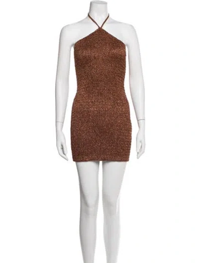 Pre-owned Zeynep Arcay Halterneck Mini Dress In Multicolor