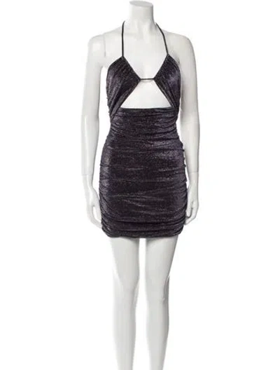 Pre-owned Zeynep Arcay Halterneck Mini Dress In Purple