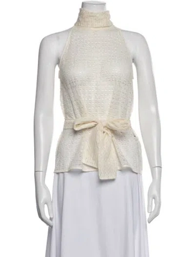 Pre-owned Zeynep Arcay Halterneck Sleeveless Top In Neutral