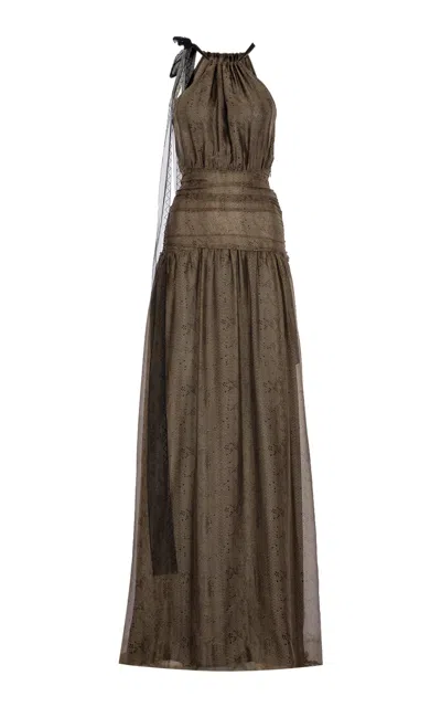 Zeynep Arcay Zeynep Arçay Helen Snake-print Silk Maxi Dress In Brown