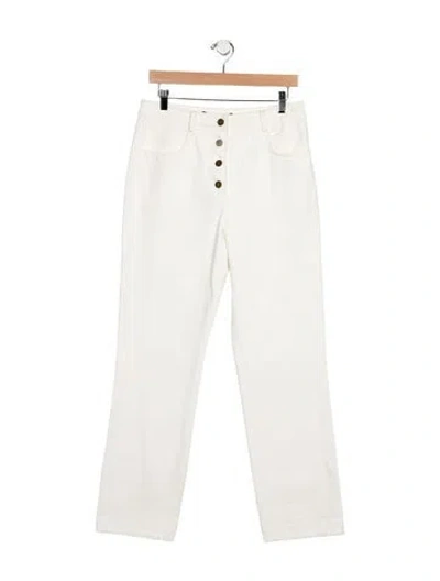 Pre-owned Zeynep Arcay High-rise Straight Leg Jeans In White