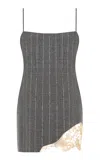 Zeynep Arcay Lace-trimmed Wool Mini Dress In Grey