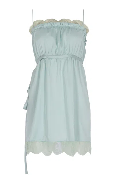 Zeynep Arcay Zeynep Arçay Lace-trimmed Silk Mini Dress In Blue
