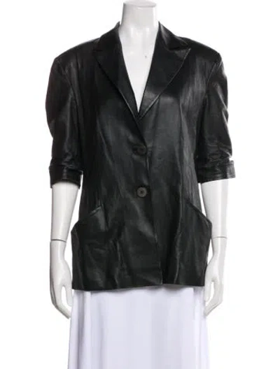 Pre-owned Zeynep Arcay Lamb Leather Blazer In Black