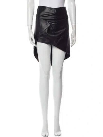 Pre-owned Zeynep Arcay Lamb Leather Knee-length Skirt In Black