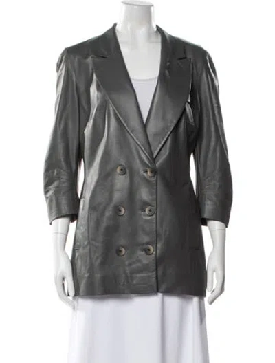 Pre-owned Zeynep Arcay Lambskin Blazer In Gray