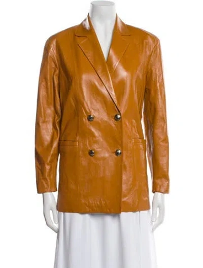 Pre-owned Zeynep Arcay Lambskin Blazer In Orange