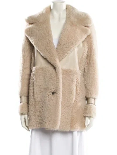 Pre-owned Zeynep Arcay Lambskin Faux Fur Coat In Neutral