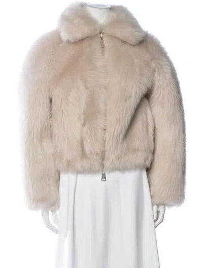 Pre-owned Zeynep Arcay Lambskin Faux Fur Jacket In Neutrals