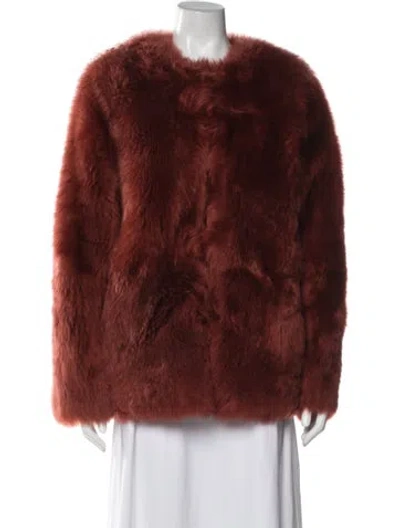 Pre-owned Zeynep Arcay Lambskin Faux Fur Jacket W/ Tags In Orange