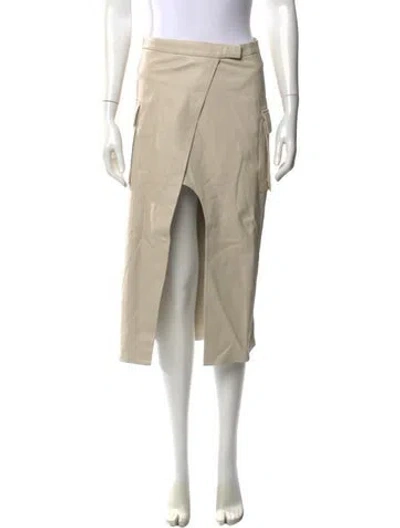 Pre-owned Zeynep Arcay Lambskin Knee-length Skirt In Neutral