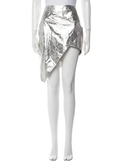 Pre-owned Zeynep Arcay Lambskin Knee-length Skirt In Silver