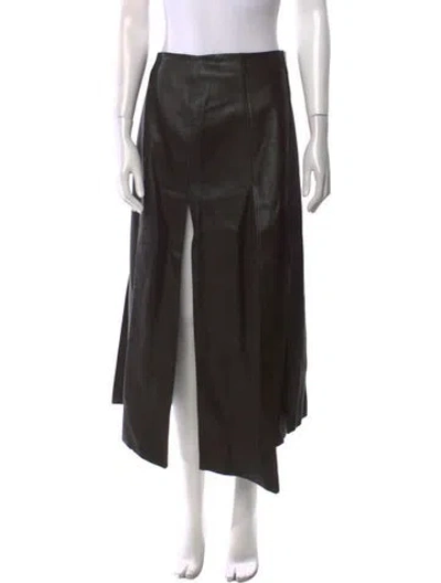 Pre-owned Zeynep Arcay Lambskin Midi Length Skirt In Brown