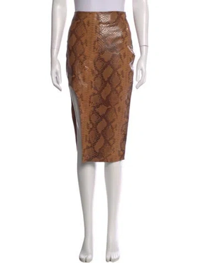Pre-owned Zeynep Arcay Lambskin Midi Length Skirt In Brown
