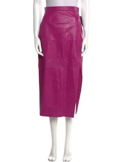 Pre-owned Zeynep Arcay Lambskin Midi Length Skirt In Purple