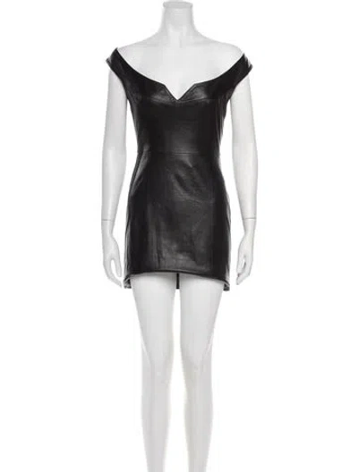 Pre-owned Zeynep Arcay Lambskin Mini Dress In Black
