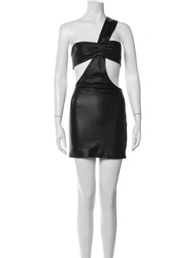 Pre-owned Zeynep Arcay Lambskin Mini Dress In Black