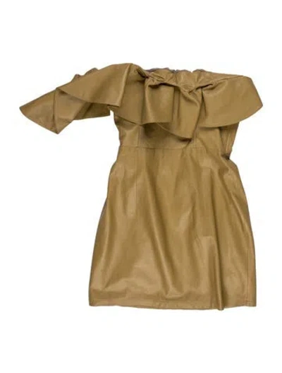 Pre-owned Zeynep Arcay Lambskin Mini Dress In Neutrals