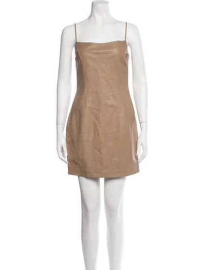 Pre-owned Zeynep Arcay Lambskin Mini Dress In Neutrals