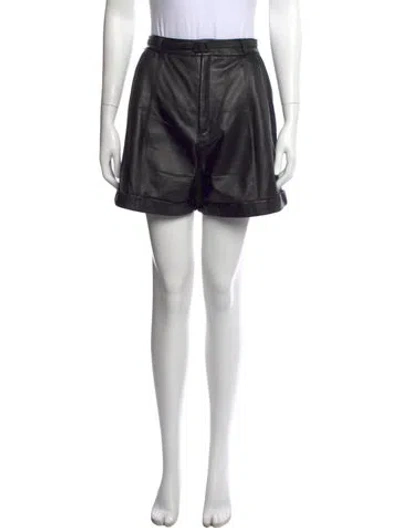Pre-owned Zeynep Arcay Lambskin Mini Shorts In Black