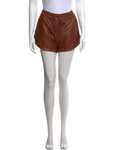 Pre-owned Zeynep Arcay Lambskin Mini Shorts In Brown