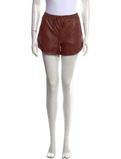 Pre-owned Zeynep Arcay Lambskin Mini Shorts W/ Tags In Brown