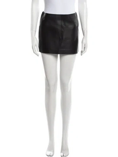 Pre-owned Zeynep Arcay Lambskin Mini Skirt In Black